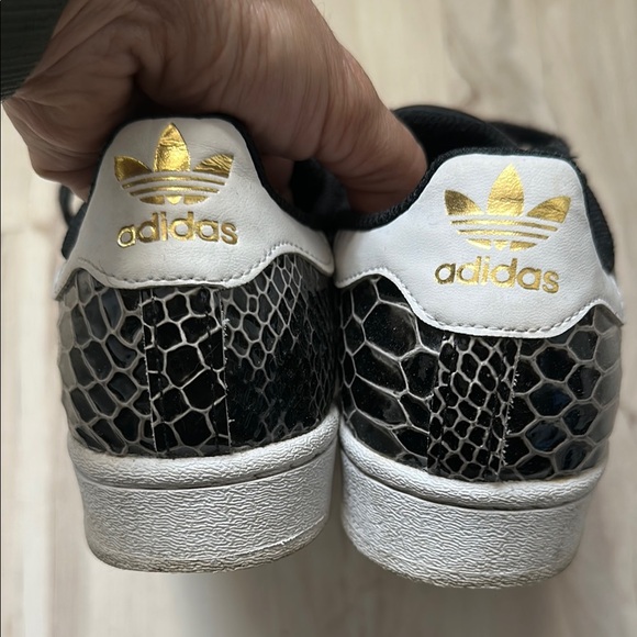 Adidas Superstar Black and White with Gold Detail - Picture 2 of 7
